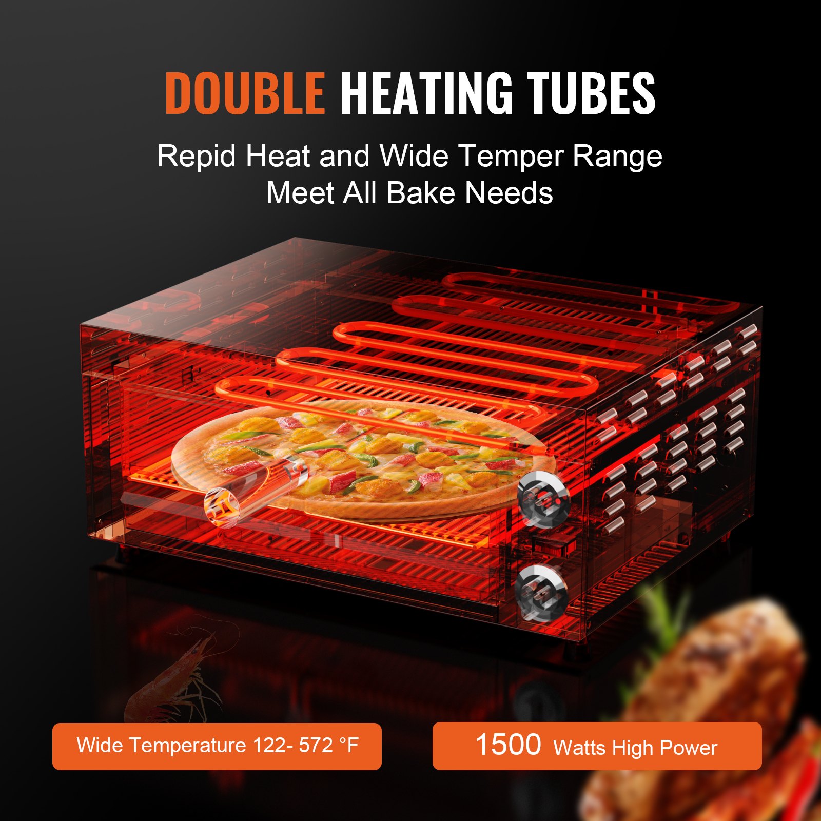 Electric Countertop Pizza Oven 12-inch, 1500W Commercial Pizza Oven with Adjustable Temp, 0-60 Minutes Timer, 360° Uniform Baking Pizza Maker & Removable Crumb Tray for Commercial and Home Use Electric Countertop Pizza Oven 12-inch, 1500W Commercial Pizza Oven with Adjustable Temp, 0-60 Minutes Timer, 360° Uniform Baking Pizza Maker & Removable Crumb Tray for Commercial and Home Use