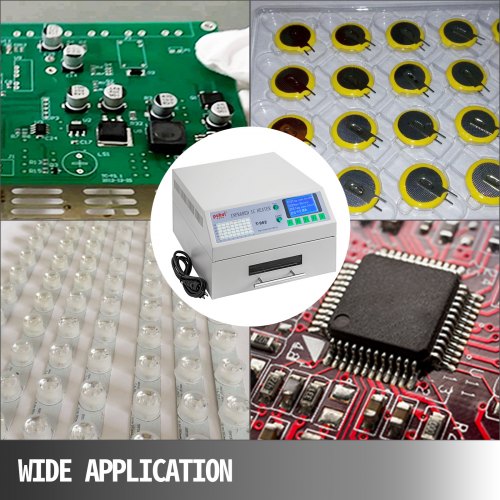 VEVOR Reflow Oven T962 220V Reflow Soldering Machine 800W 180x235 mm SMD SMT BGA Professional Automatic Infrared Heater Soldering Machine W/Smoke Exhaust Chimney Cooling Efficiency