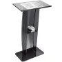 VEVOR Acrylic Podium, 47" Tall, Acrylic Podium Stand with Wide Reading Surface & Storage Shelf, Floor-standing Clear Pulpits Acrylic for Church Office School, Black