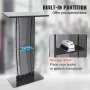 VEVOR Acrylic Podium, 119 cm Tall, Acrylic Podium Stand with Wide Reading Surface & Storage Shelf, Floor-standing Clear Pulpits Acrylic for Church Office School, Black