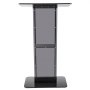 VEVOR Acrylic Podium, 47" Acrylic Podium Stand with Wide Reading Surface & Storage Shelf, Floor-standing Clear Pulpits Acrylic for Church Office School, Black