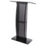 VEVOR Acrylic Podium, 47" Acrylic Podium Stand with Wide Reading Surface & Storage Shelf, Floor-standing Clear Pulpits Acrylic for Church Office School, Black