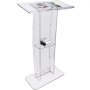 VEVOR Acrylic Podium, 119 cm Tall, Clear Acrylic Podium Stand with Wide Reading Surface & Storage Shelf, Floor-standing Clear Pulpits Acrylic for Church Office School