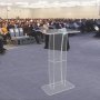 VEVOR Acrylic Podium, 119 cm Tall, Clear Acrylic Podium Stand with Wide Reading Surface & Storage Shelf, Floor-standing Clear Pulpits Acrylic for Church Office School