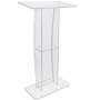 VEVOR Acrylic Podium, 47" Clear Acrylic Podium Stand with Wide Reading Surface & Storage Shelf, Floor-standing Clear Pulpits Acrylic for Church Office School