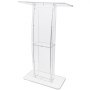 VEVOR Acrylic Podium, 47" Clear Acrylic Podium Stand with Wide Reading Surface & Storage Shelf, Floor-standing Clear Pulpits Acrylic for Church Office School