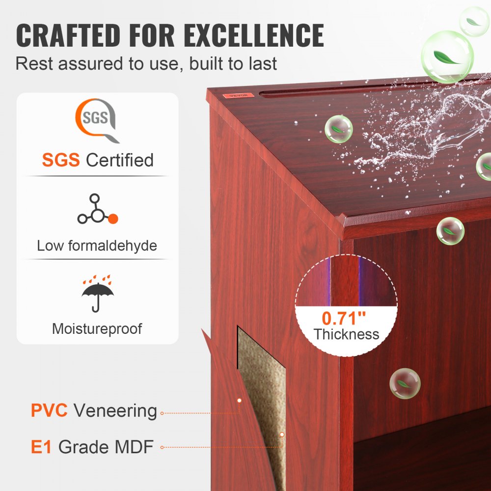 sgs certified VEVOR podium stand, low formaldehyde, moistureproof, 0.71&quot; thick pvc veneered mdf.