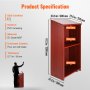 VEVOR podium stand dimensions and specifications with pvc veneering, e1 grade mdf, and universal casters.