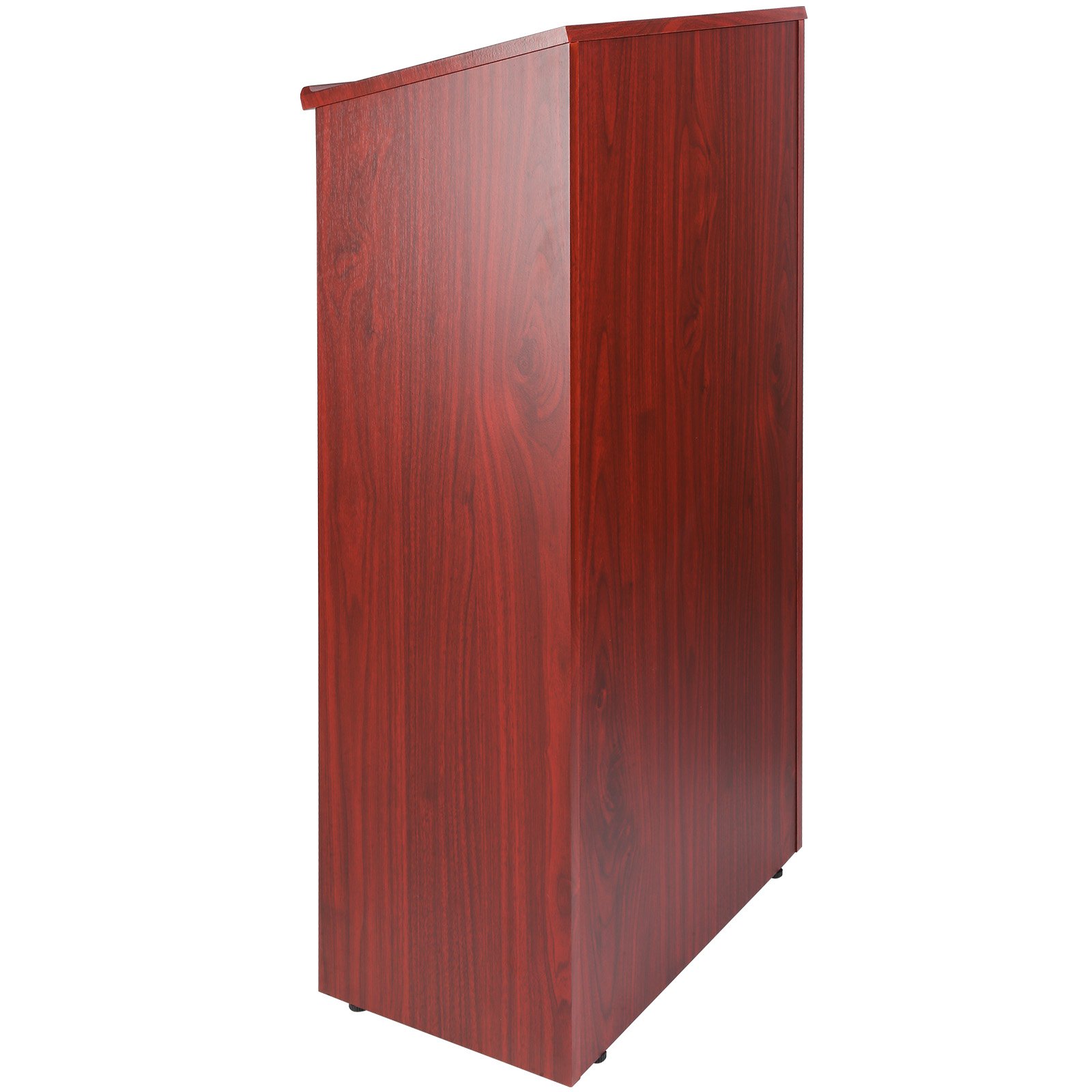 VEVOR podium stand with rich wooden finish and sleek, minimalist design.