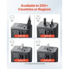 Universal Travel Adapter International 5 in 1 USB AC Wall Charger Power Plug
