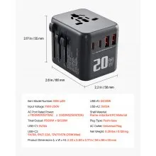 Universal Travel Adapter International 5 in 1 USB AC Wall Charger Power Plug