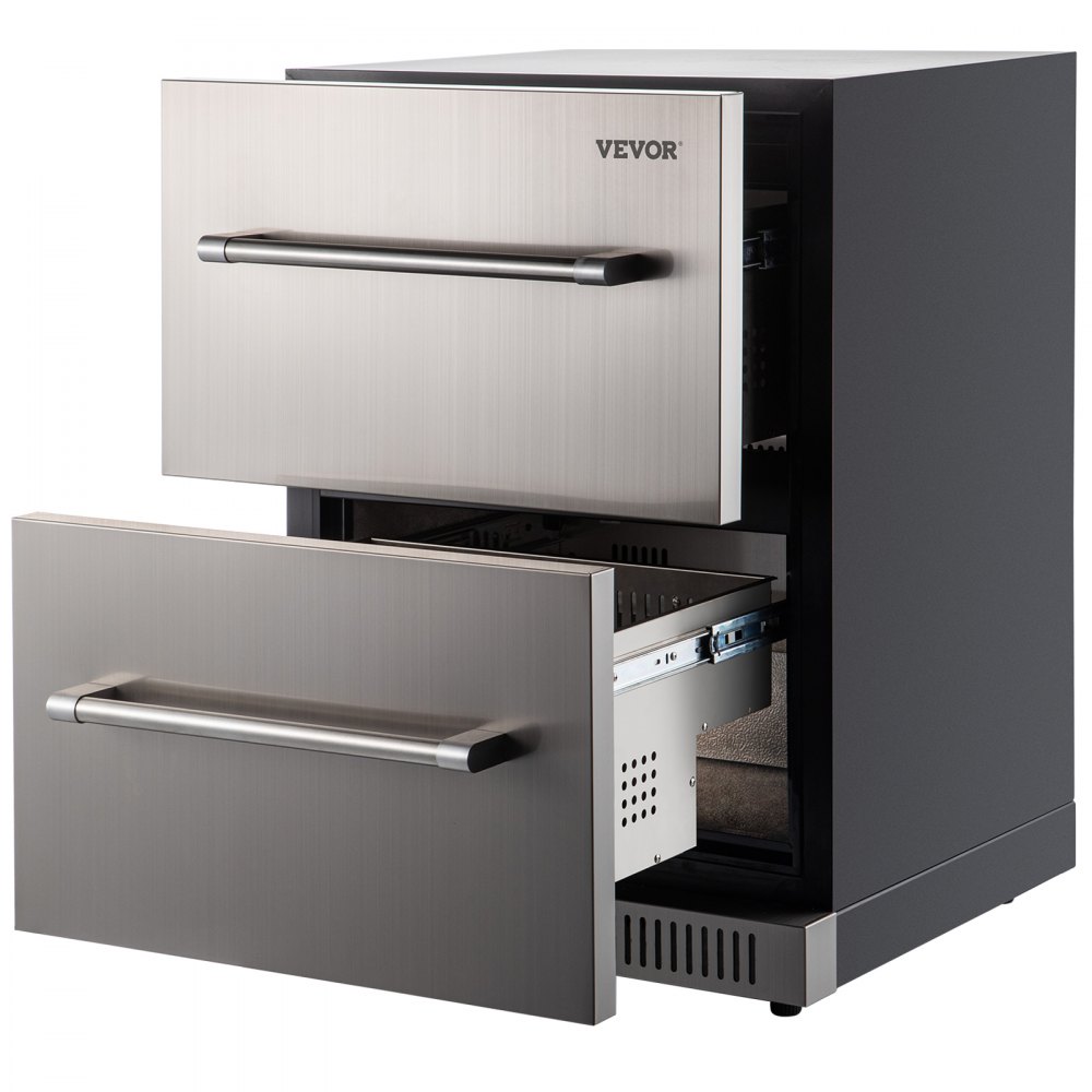 VEVOR Under counter Refrigerator Built-in Double Drawer Refrigerator 24" SUS