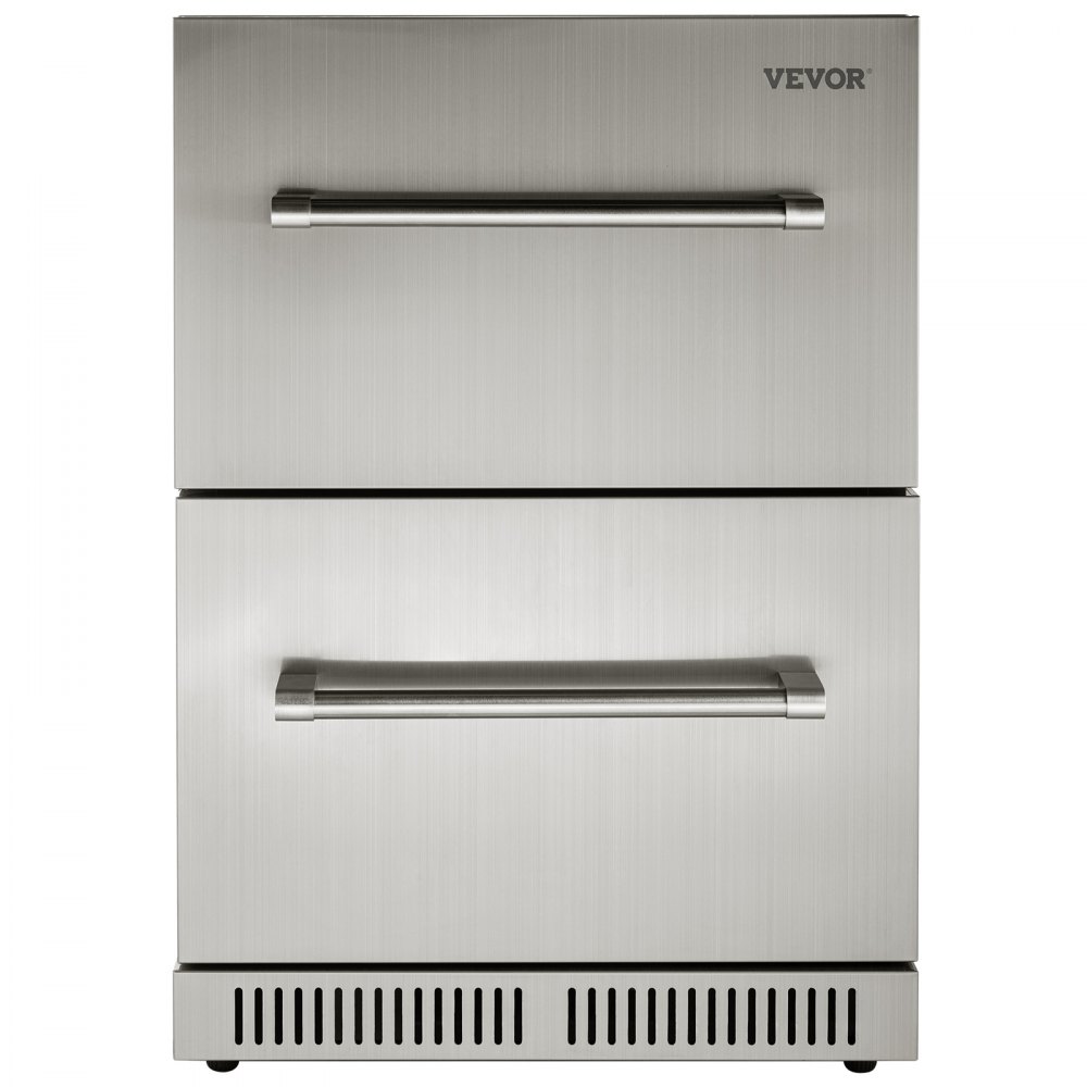 VEVOR Under counter Refrigerator Built-in Double Drawer Refrigerator 24" SUS
