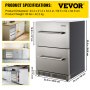VEVOR Under counter Refrigerator Built-in Double Drawer Refrigerator 24" SUS