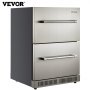 VEVOR Refrigerador bajo encimera Refrigerador empotrado de doble cajón 24" SUS
