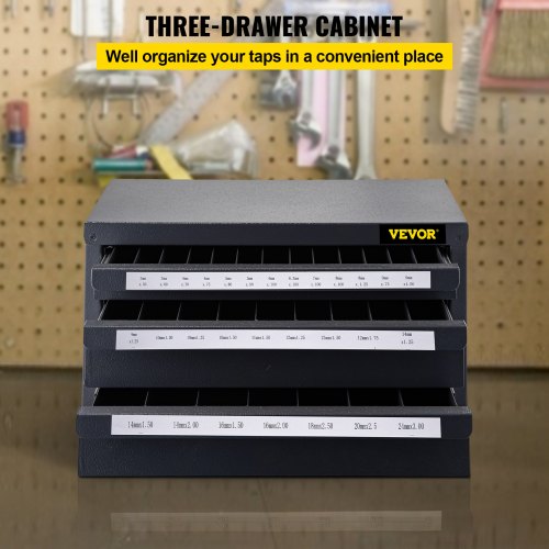 VEVOR Tap Dispenser Cabinet, Three-Drawer Tap Dispenser, Tap Organizer Cabinet Cold Rolled Steel, 60-Compartment Tap Dispenser and Organizer Cabinet Holder for Metric Size 3-24 mm/0.12-0.94 inch