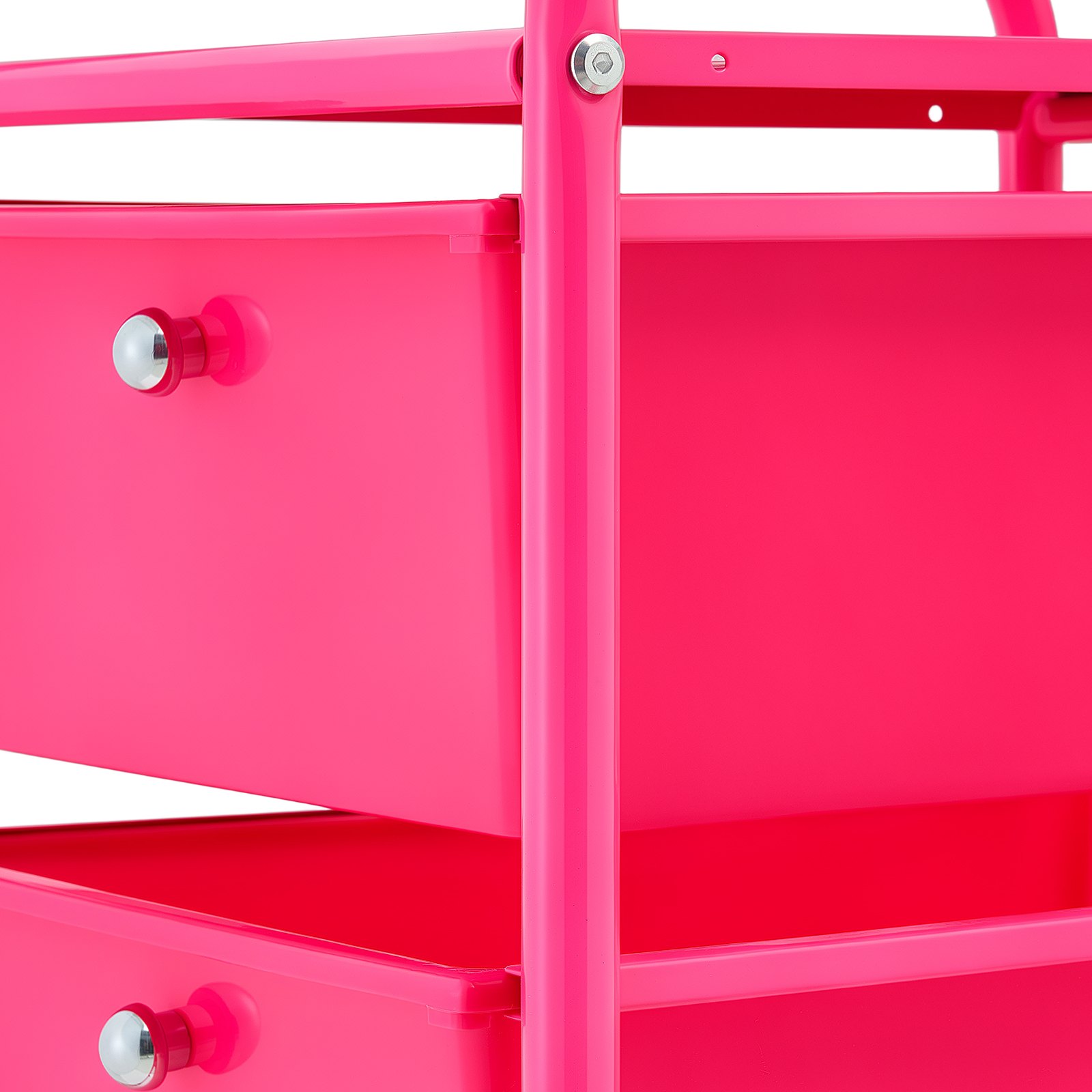 VEVOR Rolling Cart with Drawers, 4 Drawer Storage Organizer, Mobile Utility Cart with Steel Frame, Universal Casters & 2 Brakes, for Office, Classroom, Craft Tools, Garage, Cleaning Supplies, Rose Red
