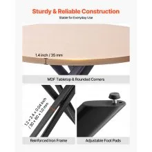 VEVOR 5-Piece Dining Table Set, Space-Saving Round Kitchen Table with 4 Upholstered Orange Chairs, PU Leather Cushions, Modern Wood-Tone Desk with Adjustable Foot Pads for Dining Room, Small Spaces