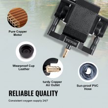 VEVOR Pond Aeration Kit, 2 Outlets Pond Aerator for up to 1000 Gallons, 5 W All-in-One Pond Air Pump Kit with Air Stones, Check Valves, Airline Tubing for Pond, Fish Tank, Aquarium, Hydroponic