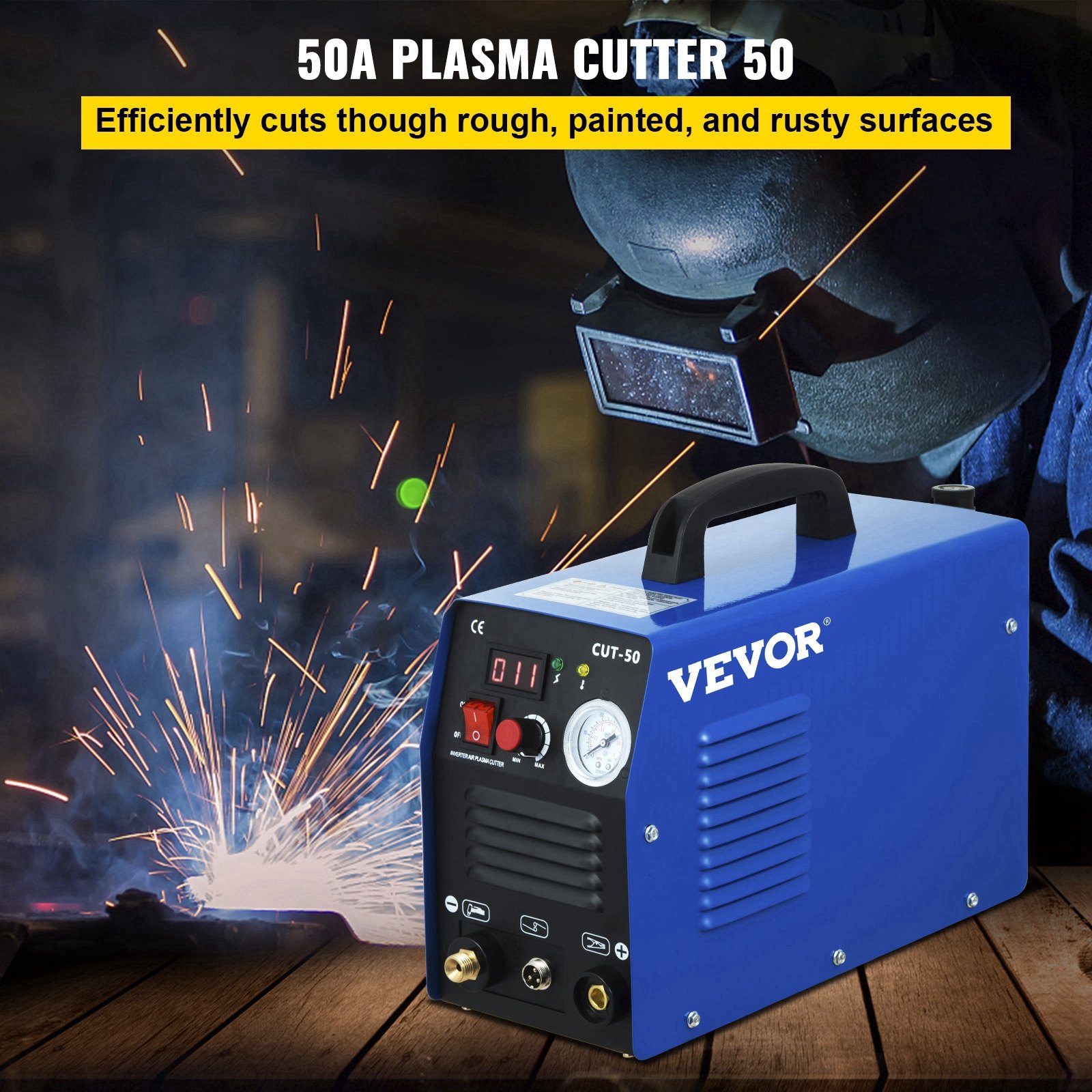 VEVOR Plasma Cutter, CUT-50 Air Inverter Plasma Cutter, 50A Plasma Cutting Machine, Max Cutting Thickness 0.47" Air Plasma Cutter, Digital Display Cutter Machine, Air Plasma Cutting Machine w/ Kit