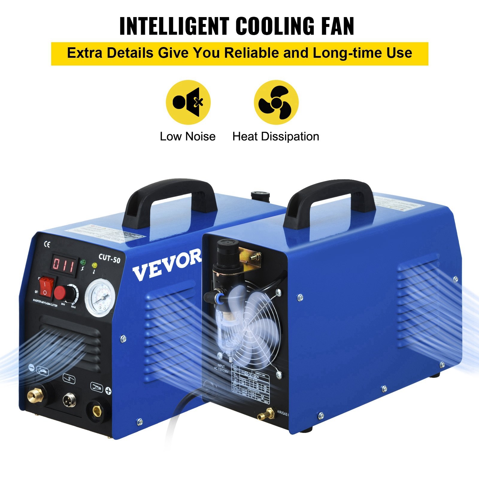 VEVOR Plasma Cutter, CUT-50 Air Inverter Plasma Cutter, 50A Plasma Cutting Machine, Max Cutting Thickness 0.47" Air Plasma Cutter, Digital Display Cutter Machine, Air Plasma Cutting Machine w/ Kit