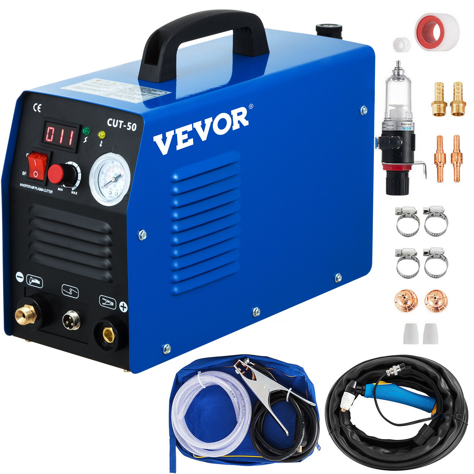 VEVOR Plasma Cutter, CUT-50 Air Inverter Plasma Cutter, 50A Plasma Cutting Machine, Max Cutting Thickness 0.47" Air Plasma Cutter, Digital Display Cutter Machine, Air Plasma Cutting Machine w/ Kit