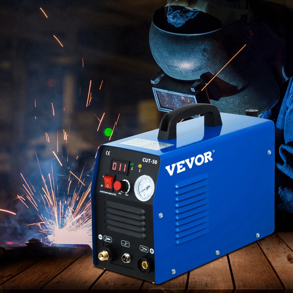VEVOR Plasma Cutter, CUT-50 Plasma Cutting Machine, 50Amp Air Plasma Cutter, Digital Display Cutter Machine, Max Cutting Thickness 12mm Air Inverter Plasma Cutter, Air Plasma Cutting Machine w/Kit