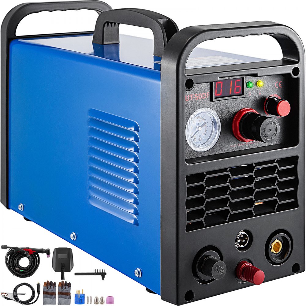 VEVOR Plasma Cutter Non-Touch Pilot Arc 50 Amp, Plasma Cutting Machine Dual Voltage 220V, Compact Metal Cutting Machine 14mm(0.55 Inch) Cutting Thickness, Digital Portable Plasma Welding Machine