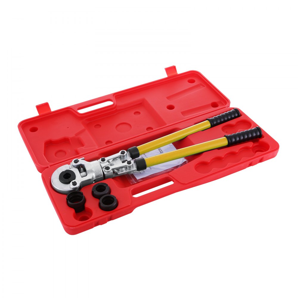 VEVOR Pipe Crimping Pliers Hand Pressing Kit with 6 Pieces Tool PEX Presser ø16 - 32 mm for Composite Pipe Pex-Al-Pex Aluminum Composite Pipes