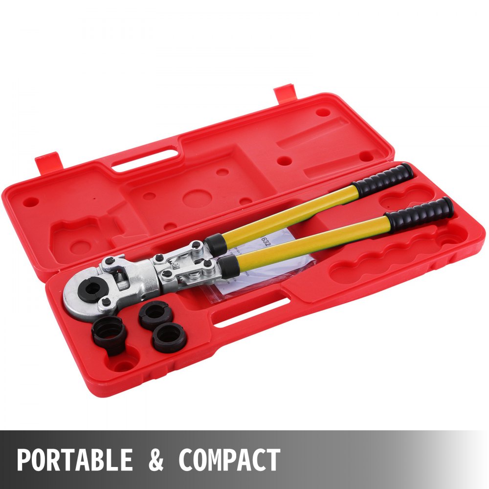 VEVOR Pipe Crimping Pliers Hand Pressing Kit with 6 Pieces Tool PEX Presser ø16 - 32 mm for Composite Pipe Pex-Al-Pex Aluminum Composite Pipes