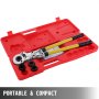 VEVOR Pipe Crimping Pliers Hand Pressing Kit with 6 Pieces Tool PEX Presser ?16 - 32 mm for Composite Pipe Pex-Al-Pex Aluminum Composite Pipes