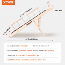 VEVOR Dog Ramp, Folding Pet Ramp for Bed, Adjustable Dog Ramp for Small, Large, Old Dogs & Cats, Wooden Pet Ramp with 47.2" Long Ramp, Adjustable from 13.8" to 27.6", Suitable for Couch, Sofa, Car