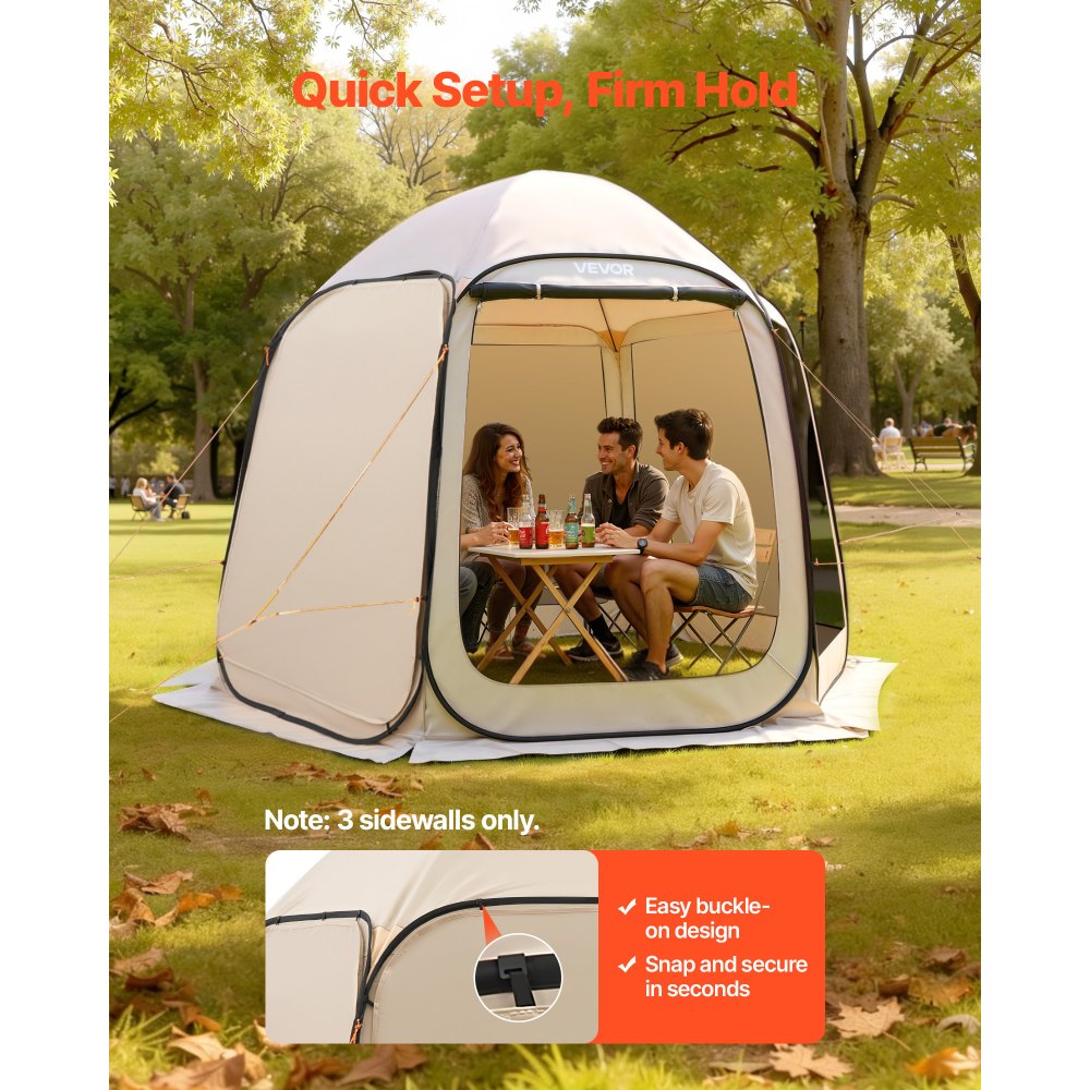 VEVOR Sun Shade Sail Canopy Covers, Fit for 10 x 9.2 ft Screen House Tent, Sun Protection, 5.51 x 4.23 ft 300D Oxford Silver-Coated Fabric, Pack of 3 (Not Include Tent), for Outdoor Activities, Beige