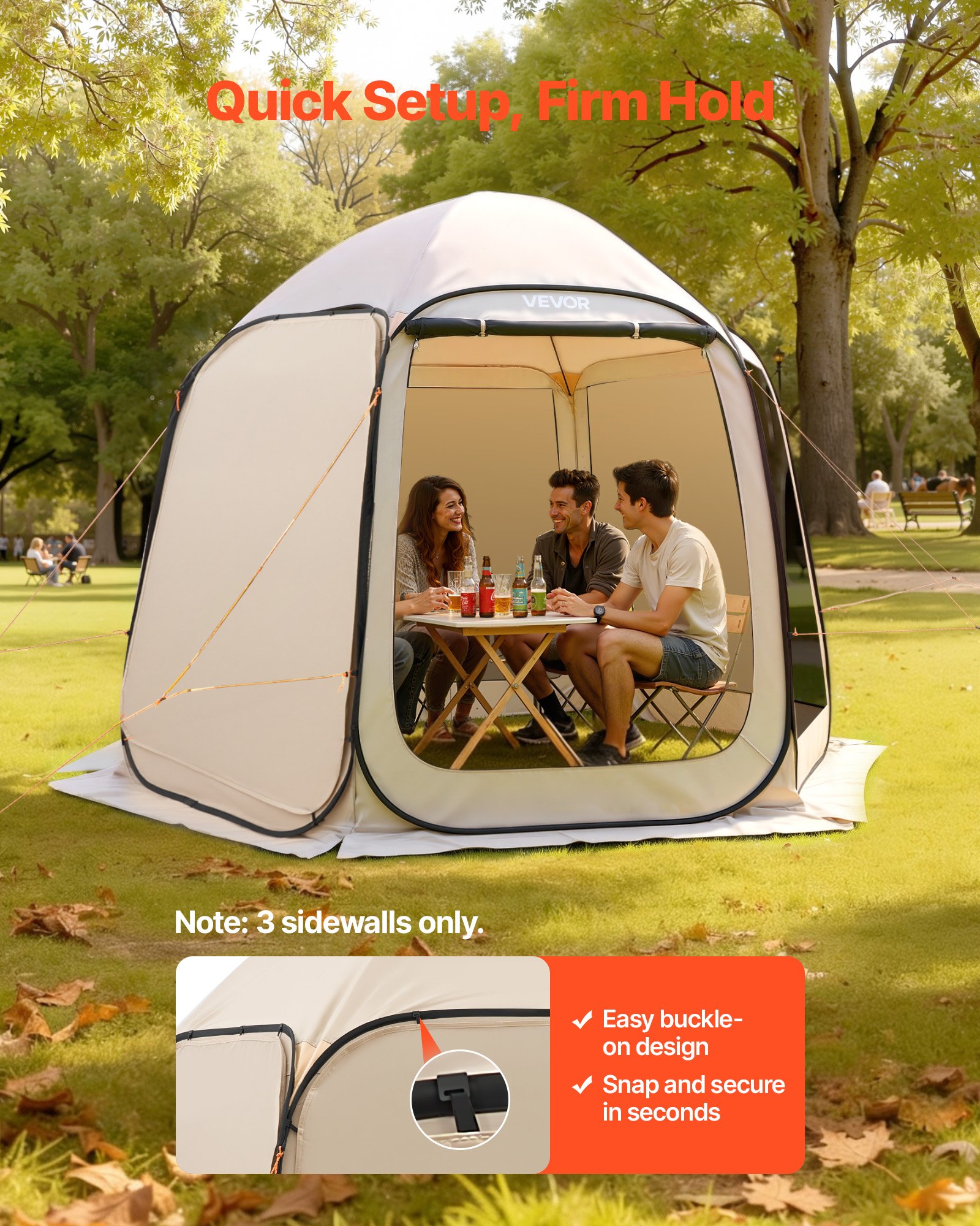 VEVOR Sun Shade Sail Canopy Covers, Fit for 10 x 9.2 ft Screen House Tent, Sun Protection, 5.51 x 4.23 ft 300D Oxford Silver-Coated Fabric, Pack of 3 (Not Include Tent), for Outdoor Activities, Beige