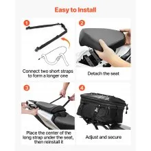 VEVOR Motorcycle Tail Bag Expandable Rear Seat Luggage Storage Backpack 22-34 L