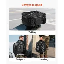 VEVOR Motorcycle Tail Bag Expandable Rear Seat Luggage Storage Backpack 22-34 L