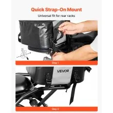 VEVOR Motorcycle Tail Bag, 28 L Motorcycle Rear Seat Bag with Waterproof Fabric, Outdoor Sports Motorbike Luggage Storage Trunk Handbag with Pocket & Adjustable Buckle, Universal Fit Rear Racks, Black