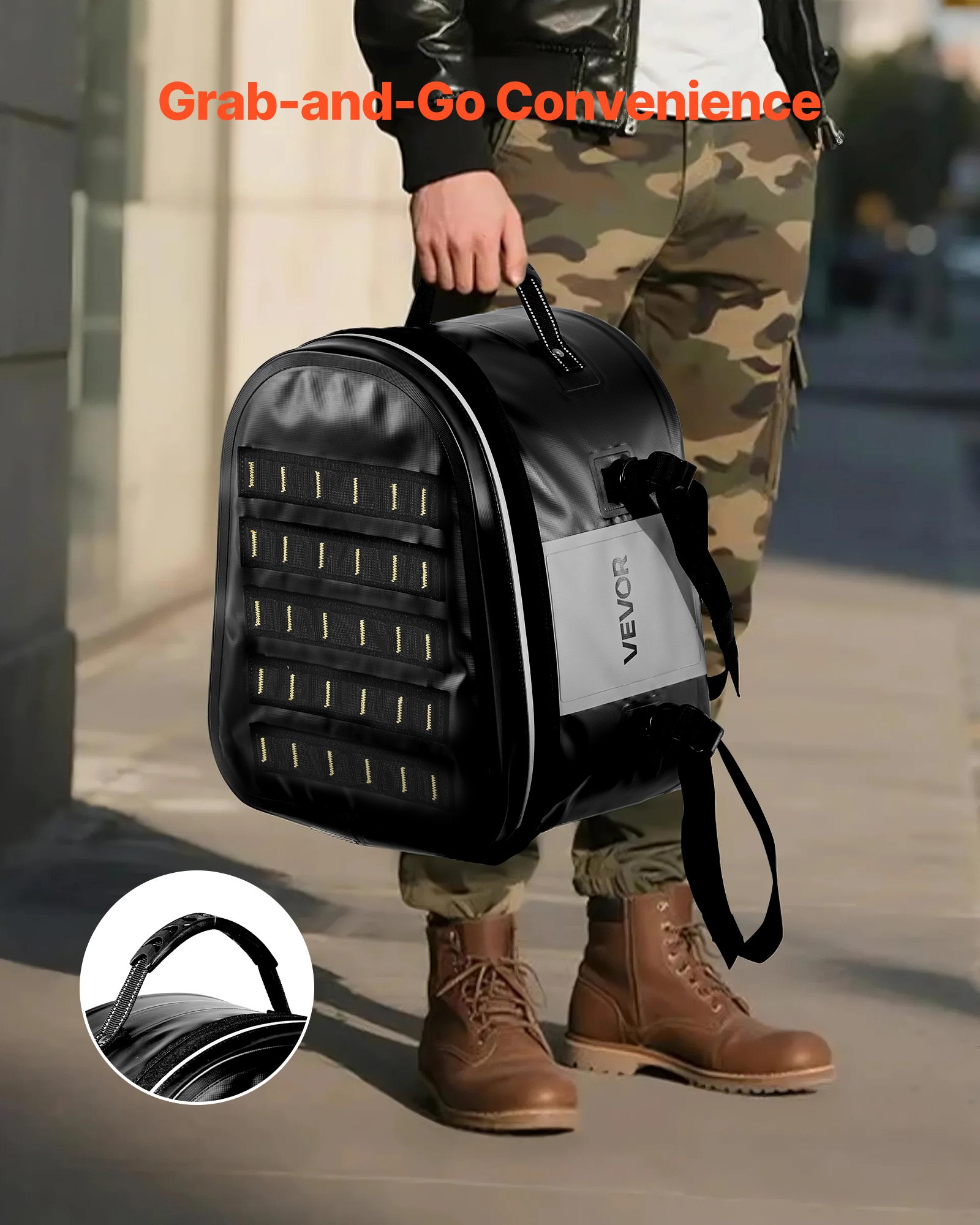 VEVOR Motorcycle Tail Bag, 28 L Motorcycle Rear Seat Bag with Waterproof Fabric, Outdoor Sports Motorbike Luggage Storage Trunk Handbag with Pocket & Adjustable Buckle, Universal Fit Rear Racks, Black