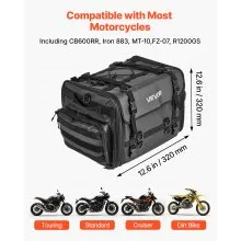 VEVOR Motorcycle Tail Bag Expandable Rear Luggage Storage Shoulder Bag 40-60 L