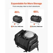 VEVOR Motorcycle Tail Bag Expandable Rear Luggage Storage Shoulder Bag 40-60 L