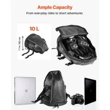 VEVOR Motorcycle Tail Bag Motorbike Rear Seat Bag Luggage Storage Backpack 10 L