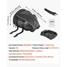 VEVOR Motorcycle Tail Bag Motorbike Rear Seat Bag Luggage Storage Backpack 10 L