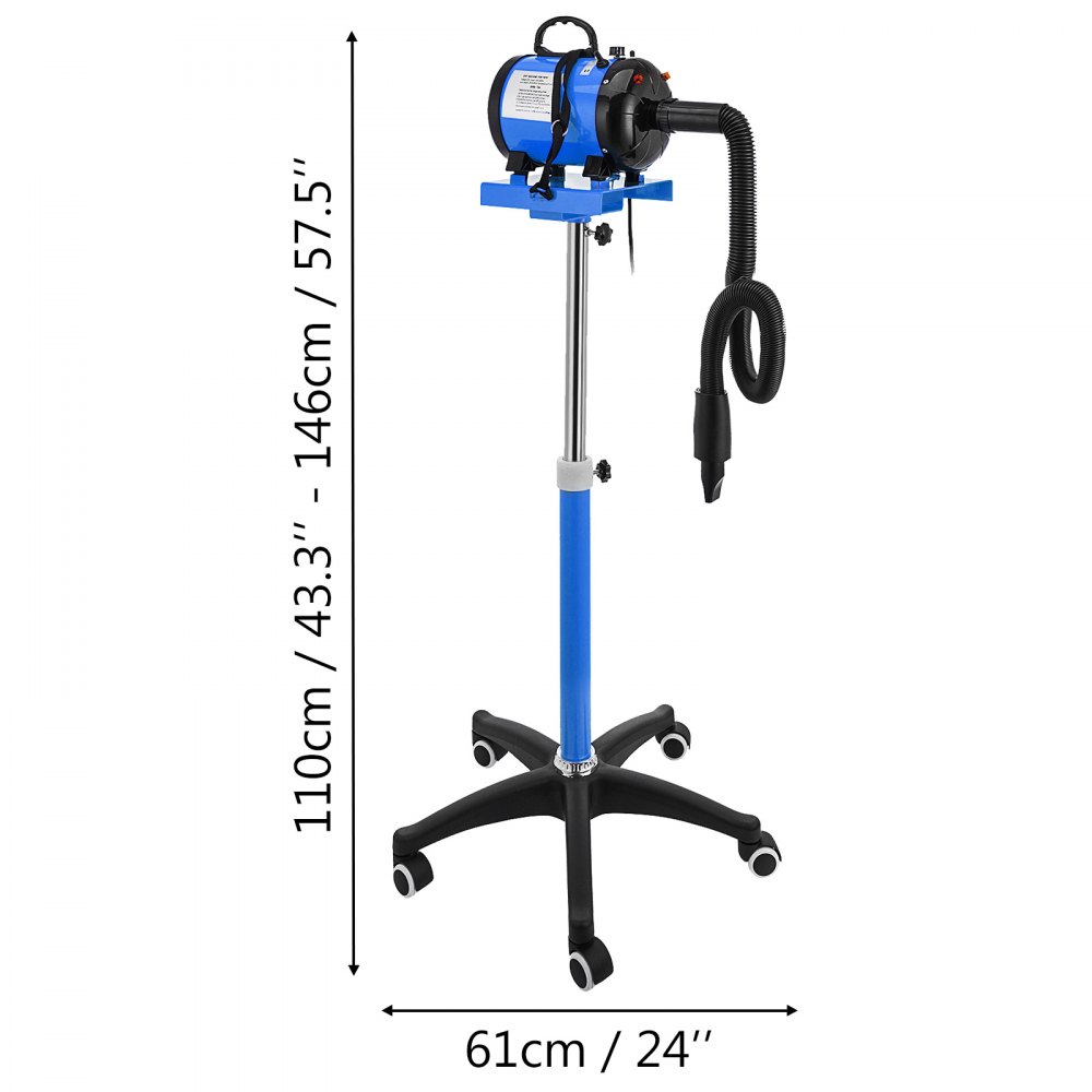 Pet Grooming Hair Dryer Blower W/ Stand Low Noise Temperature Adjust with Heater