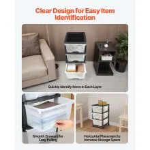 VEVOR Plastic Storage Drawers Cart 3 Drawers Rolling Storage Organizer w/ Wheels