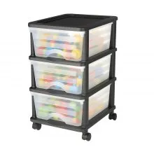 VEVOR Plastic Storage Drawers Cart 3 Drawers Rolling Storage Organizer w/ Wheels