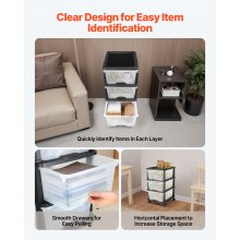 VEVOR Plastic Storage Drawers Cart 3 Drawers Rolling Storage Organizer w/ Wheels