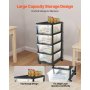 VEVOR Plastic Storage Drawers Cart, 4 Drawers Storage Organizer with Wheels, Rolling Closet Organization and Storage Dividers, Dresser Organizer Clear Bins for Office Supplies, Craft Rooms, Classrooms