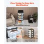 VEVOR Plastic Storage Drawers Cart, 4 Drawers Storage Organizer with Wheels, Rolling Closet Organization and Storage Dividers, Dresser Organizer Clear Bins for Office Supplies, Craft Rooms, Classrooms