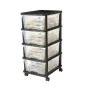 VEVOR Plastic Storage Drawers Cart, 4 Drawers Storage Organizer with Wheels, Rolling Closet Organization and Storage Dividers, Dresser Organizer Clear Bins for Office Supplies, Craft Rooms, Classrooms