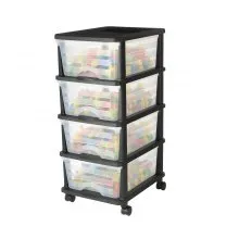 VEVOR Plastic Storage Drawers Cart 4 Drawers Rolling Storage Organizer w/ Wheels
